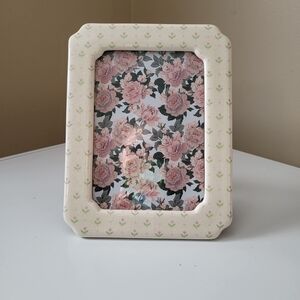 Vintage Ceramic Picture Frame with Floral Pattern